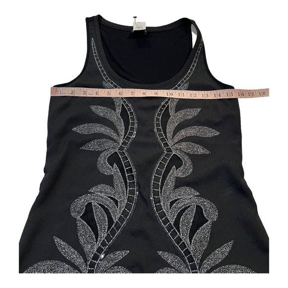 Express Black Silver Metallic Embroidered Embellished Tank Top/Cami Size XS NEW - Picture 4 of 17